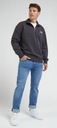 Lee HALF ZIP SWS Washed Black VOĽNÁ ČIERNA ROZOPÍNATEĽNÁ MIKINA S LOGOM L Model Half Zip Sweatshirt