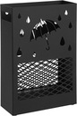 Kovový stojan na dáždniky s odkvapkávačom čierny obdĺžnikový dáždnik Max. šírka 28 cm