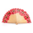 Испанский деревянный веер ФЛАМЕНКО, красный цветок