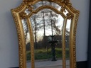 Veľké drevené zrkadlo s kožou fáza Dominujúca farba zlato