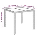 vidaXL Záhradný stôl, sklenená doska, čierny, 90x90x75 cm, PE ratan Hlavný materiál technorattan