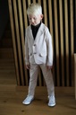 Oblek pre chlapca v kocke béžový 104 110 Strih slim