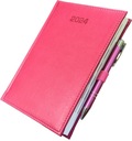 Книга-календарь А5 Ежедневник 2024 ПРИМЕЧАНИЕ Розовый с ручкой