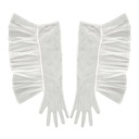 Dámske rukavice Čipkované Rukavice s volánom Celoprstové rukavice na obliekanie do bielej Značka bez marki