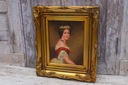 Portrét - Francúzska aristokratka s vencom - Olejomaľba - Zlatý rám Druh substrátu na tabuli