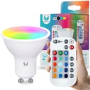 СВЕТОДИОДНАЯ ЛАМПА GU10 5 Вт RGB + БЕЛАЯ С РЕГУЛИРОВКОЙ ИЗМЕНЕНИЯ ЦВЕТА ЦВЕТНЫЙ ПУЛЬТ ДИСТАНЦИОННОГО УПРАВЛЕНИЯ