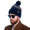 ШАПКА ЗИМНЯЯ МУЖСКАЯ, НОРВЕЖСКИЙ УЗОР С ПОМПОНОМ