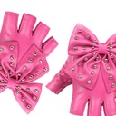 Dámske rukavice Half Finger PU kožené rukavice ružové Dominujúci vzor zmiešané vzory