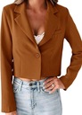 Женская офисная куртка короткого кроя с длинными рукавами и открытой передней частью, 5XL