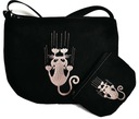 Черная сумка-мессенджер с котом, сумка-кошка для девочки 9 лет.