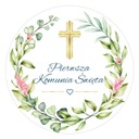 Naklejki PIERWSZA KOMUNIA ŚWIĘTA KWIACIARNIA 48szt