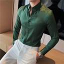 M-4XL moda sztuczny jedwab koszula mężczyzna jesi Wzór dominujący bez wzoru