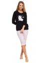 Черная и розовая женская хлопковая пижама Moraj 3/4 с овечкой 4400-007 M