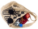 Malá, slamená kabelka vrece s brmbolcami, ideálna na leto - Cavaldi Hlavná tkanina ekologická koža
