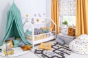 Жовтий білий бампер для дитячого ліжечка Tipi