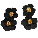 Золотые и черные серьги-гвоздики «Цветы весеннего цветка» 37 мм