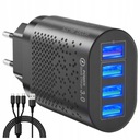 БЫСТРОЕ СЕТЕВОЕ ЗАРЯДНОЕ УСТРОЙСТВО 4X USB QC 3.0 КАБЕЛЬ 3в1