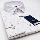 Elegantná biela PREMIUM pánska košeľa s lycrou s drobnými vzormi SLIM-FIT Značka Massaro