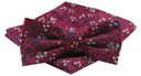 Мужской галстук-бабочка и нагрудный платок - Альти - Красный с цветочным узором