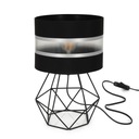 LAMPKA NOCNA STOŁOWA BIURKOWA DIAMENT Z ABAŻUREM PASY SREBRO E27