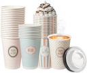 КОФЕЙНЫЕ БУМАЖНЫЕ КРУЖКИ 400мл ПАСТЕЛИ + ОДНОРАЗОВЫЕ КРЫШКИ