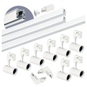 Zestaw szynowy 3 fazowy szyna 1m+1m+2m, 8x Lampa, łącznik L BIAŁY komplet