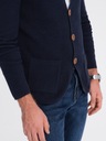 Pánsky sveter kardigan s vreckami tmavomodrý V3 OM-SWCD-0109 S Dominujúca farba modrá