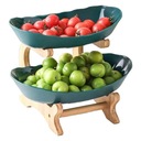 PATERA 2 PIĘTROWA KOSZ NA OWOCE WARZYWA STOJAK BAMBUSOWY TACA DUŻA MISKA