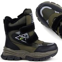 СНЕЖНЫЕ БОТИНКИ ДЛЯ МАЛЬЧИКОВ, ЗИМНИЕ БОТИНКИ С УТЕПЛЕНИЕМ, ШЕРСТЬ, МЕХ, липучка, Оливковый 25