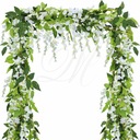 Гирлянда из глицинии, китайская глициния, искусственные цветы, центральная часть, листья, веточки