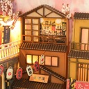 Miniatúrny domček Book Nook Cesta na Hanami 3D model Čerešne Japonsko Počet prvkov 350