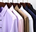 Tričko s dlhým rukávom Pánska košeľa Elegantná Slim Fit HLADKÁ KLASIKA Dominujúci materiál polyester