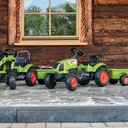 FALK Зеленый Трактор Claas с педалями и прицепом + звуковой сигнал на 2 года.