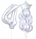 Воздушные шары 10 шт на четвертый день рождения Серебряное конфетти