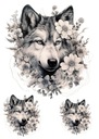 Наклейка сильные временные татуировки цветы голова волка цветочный лист TM268