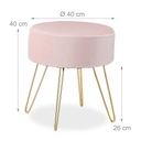 Zamatová ružová stolička s kovovými zlatými nohami taburetka Značka Relaxdays