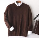 Kašmírový sveter, pánsky sveter s okrúhlym výstrihom, XXL Dominujúca farba čierna