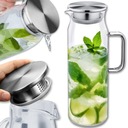 СТЕКЛЯННЫЙ КУВШИН С КРЫШКОЙ ДЛЯ ЧАЯ ДЛЯ ВОДЫ КОМПОТ ЛИМОНАД БОЛЬШОЙ 1,5Л