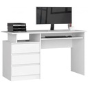 Отдельно стоящий письменный стол для офиса, белый, 135 см, выдвижные ящики.