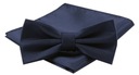 Мужской галстук-бабочка с нагрудным платком — Alties — темно-синий, текстура материала