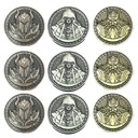 WŁADCY ZESTAW 9 METALOWYCH MONET LARP RPG