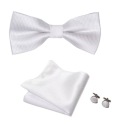 МУЖСКИЕ ЗАПОНКИ С КВАДРАТНЫМИ КАРМАНАМИ И БАБОЧКОЙ, БЕЛЫЕ, ЭЛЕГАНТНЫЙ КОМПЛЕКТ ПОЛИЭСТЕРА