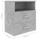 vidaXL Nočný stolík, sivý betón, 50x32x60 cm Farba prednej časti sivá