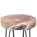 Drevená stolička s kovovými nohami Loft taburetka TEAK Scandi stolička 42cm Hĺbka nábytku 30 cm