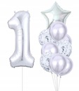 Воздушные шары 10 штук на день рождения годовалому Серебряное конфетти