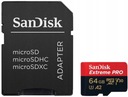 microSDXC karta Extreme Pro 64 GB 200/90 MB/s A2 Maximálna rýchlosť čítania 200 MB/s