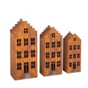 LAMPION NA LED DOMEK ŚWIECE LATARNIA ZESTAW 3 SZTUK CORTEN LATARENKA RDZAWY