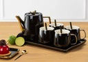Кофейный и чайный сервиз, гламурный набор, чашки, чайник, поднос.