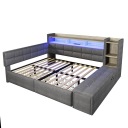 Ліжко денне 140х190 сіре самотнє з висувними ящиками USB Typ-C світлодіодне відділення для зберігання