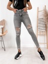 Spodnie JEANSOWE SKINNY Z Przetarciami Szare XL Fason rurki